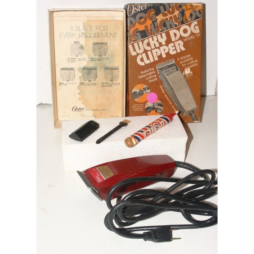 Oster Lucky Dog  113 Series B Clipper Trimmer Dog Grooming Vintage Working XTRAS